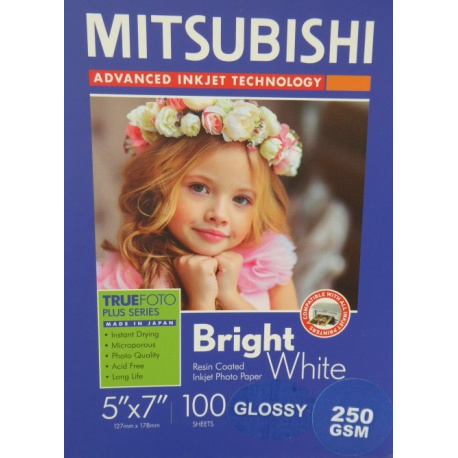 Mitsubishi RC Inkjet Photo Paper 5x7"/12,7x17,8cm Glossy 250 gsm (100 sheets)