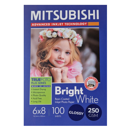 Mitsubishi RC Inkjet Photo Paper 6x8"/15,2x20,3 cm Glossy 250 gsm (100 sheets)