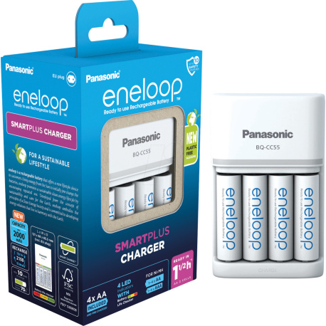 Panasonic Eneloop Smart & Quick Charger BQ-CC16 + 4 AA 1900