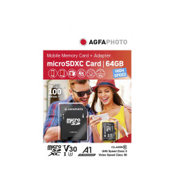 AgfaPhoto MicroSDXC UHS-I 64GB High Speed Class 10 U1 + Adapter