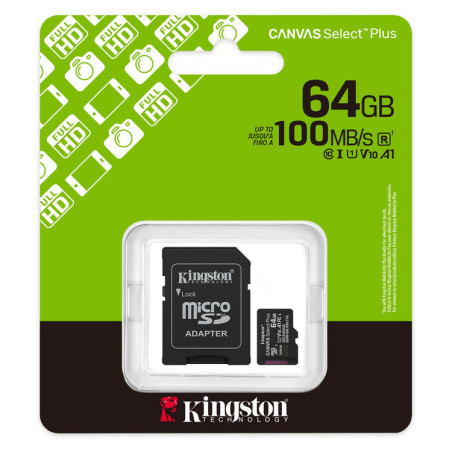 Kingston Canvas Plus microSDHC with adapter 64GB Class 10/UHS-I  SDCS/64GB