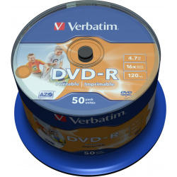 VERBATIM DVD-R 4.7GB 16X 50-pack printable cake box